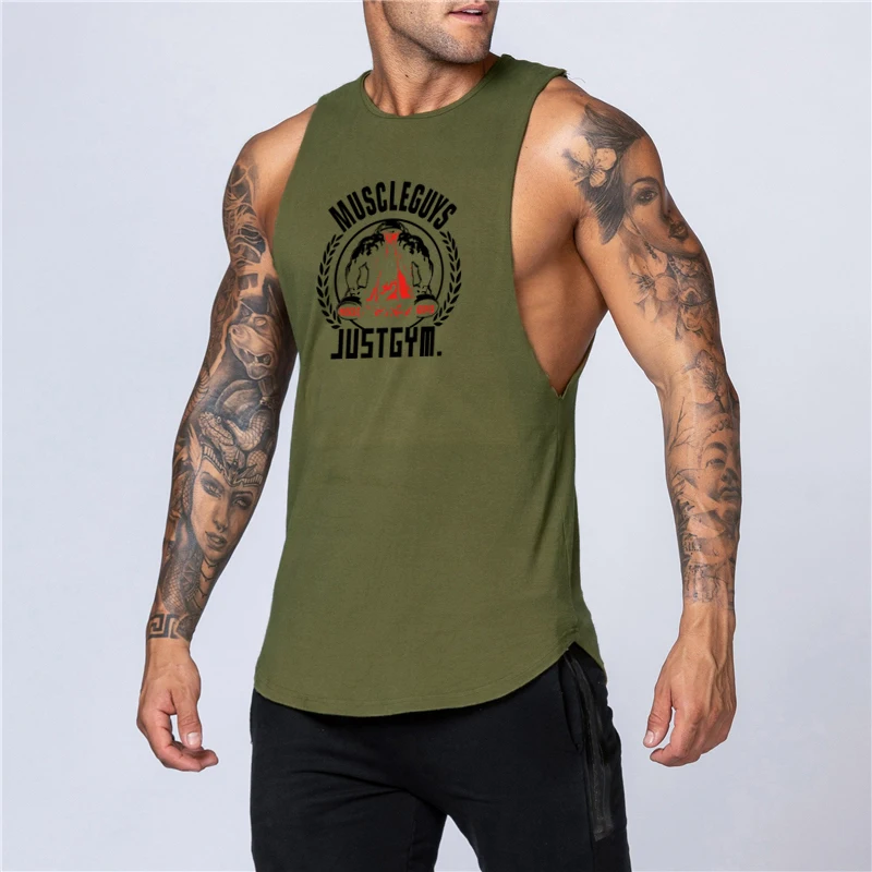 

Gym Mens Clothing Tank Top Running Muscle Sleeveless Vest Stringer Bodybuilding Fashion Fitness Workout Print Sporting Singlets