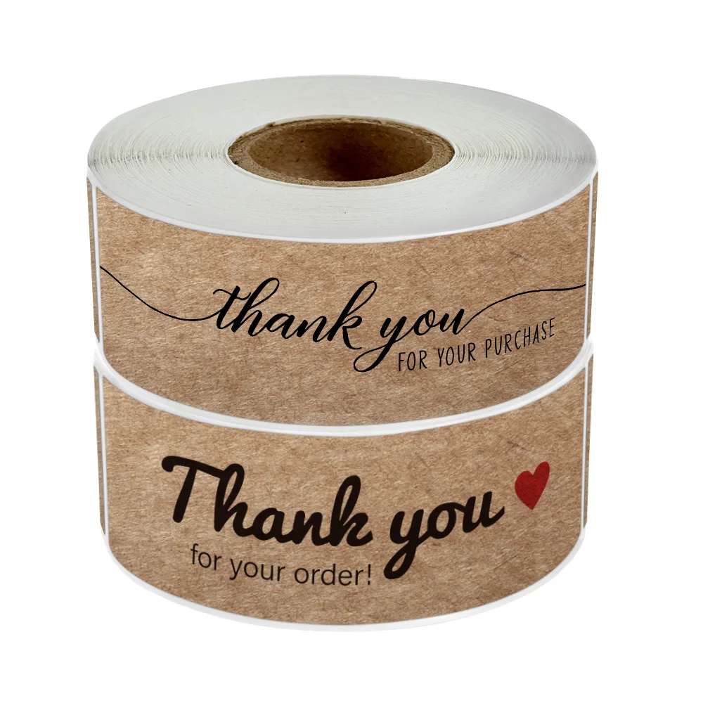 120pcs/roll 2.5*7.5cm Rectangle Craft Thank You Stickers Handmade Sticker Seal Labels Thank You for Your Order