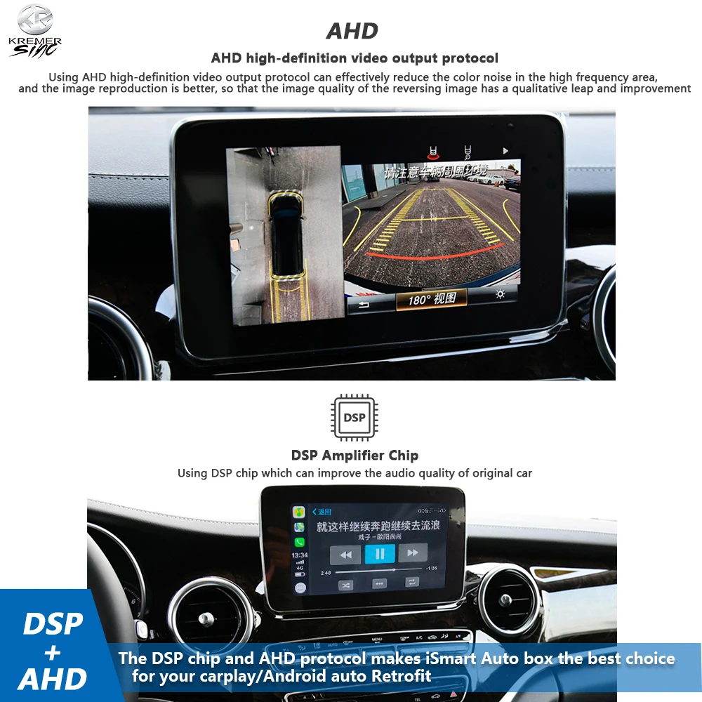 Зеркальный беспроводной Apple CarPlay Android Авто модернизация iSmart авто для Mercedes Benz V / R