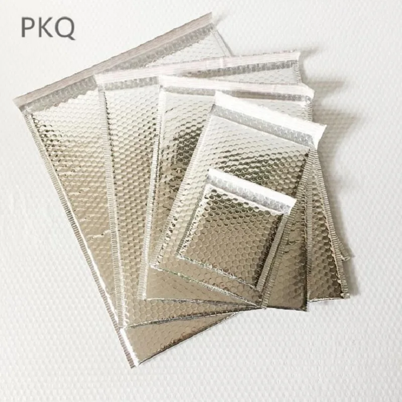 50Pcs/Lot 11x13cm Sliver Aluminum Bubble Shipping Bag Padded Envelopes Bubble Mailer Bag Aluminum Foil Gift Packing Wrap