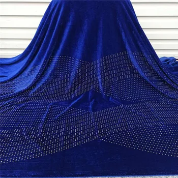 

Velvet Fabric Lace stones Embroidered African Nigeria Embroidery Royal Blue Color Net Sequence Latest Hot Sale Fashion green