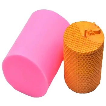 

Cylinder Bee Honeycomb Candle Mold, Beehive Silicone Molds for Making Beeswax Candles Soaps