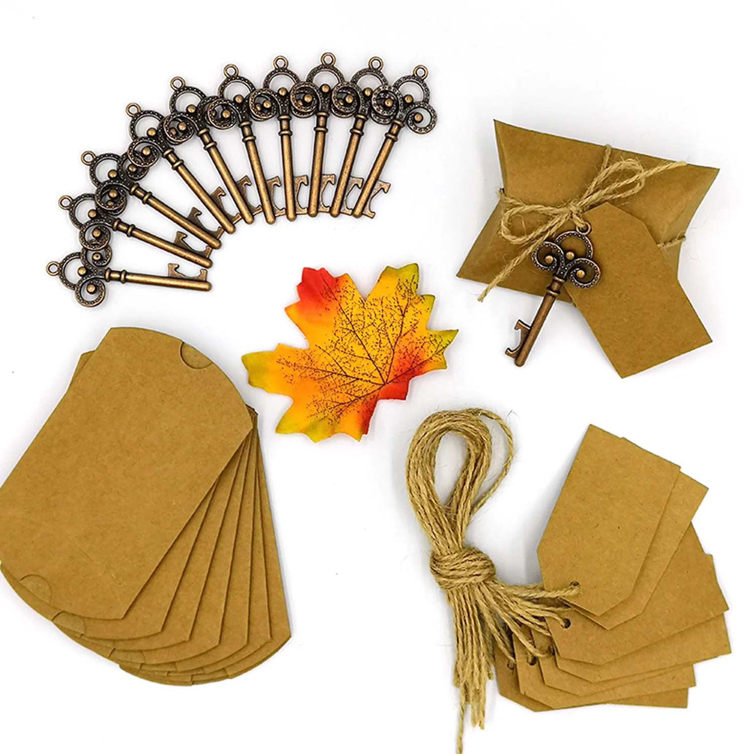 Behogar 50 упаковок элегантная подарочная коробка конфет с веревка с ярлыком бронзовые открывалки для бутылок в форме ключа для свадьбы Хэллоуина рождественской вечеринки