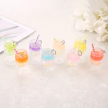 40 Pcs /Lot 45mm*20mm  Gradient Colors 3D resin Juice Glass Cocktail Glass drink Cup Diy Charms Jewelry Accessory