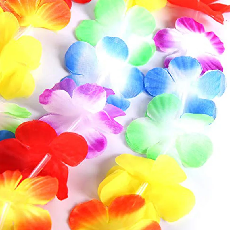 50-piece Hawaiian wreath garland artificial necklace Hawaiian flower lace party supplies beach fun garland DIY gift ornaments