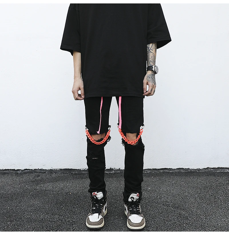 Dark Icon Orange Destroyed Men's Jeans 