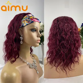 

99J Burgundy Headband Wig Loose Wave Full Machine Made Wig Glueless Human Hair Wigs for Black Women Brazilian Remy 180%