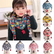 Модные шарфы для девочек на весну и зиму; Осенняя детская шаль в горошек с геометрическим рисунком; хлопковый воротник; теплый детский шейный платок