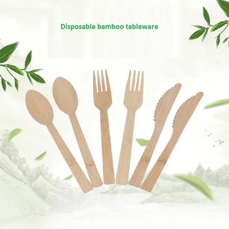 3 шт./компл. Эко дружественных бамбука белые пластиковые столовые приборы ножи