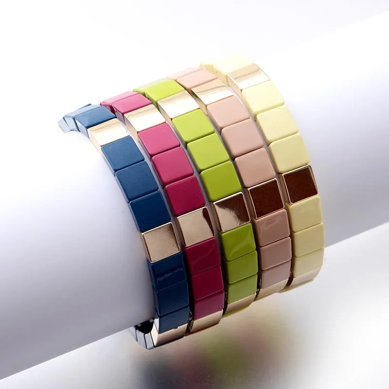 

ot Sale New Stacking Enamel Colour Unisex Bracelets Colorful Fashion Bangles for Women Copper Alloy Sport Bracelet Femme 2019