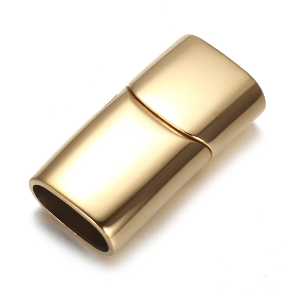 2 комплекта магнитных застежек из нержавеющей стали 12*6 мм, браслет с отверстием, магнитная застежка, аксессуары для самостоятельного изготовления кожаных украшений - Цвет: Gold Mirror Finish