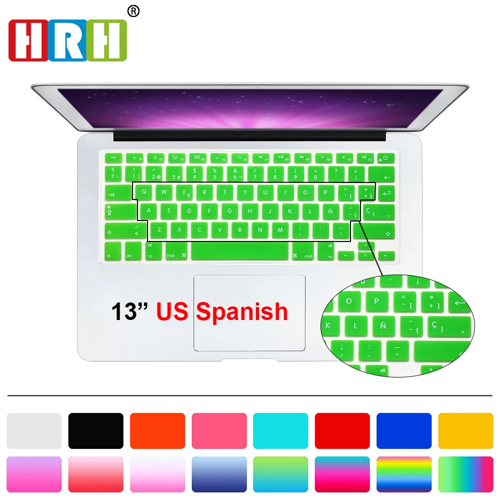 

HRH Durable Spanish Keyboard Cover Silicone Skin Protector For Mac Air Pro Retina 13" 15" 17" for Macbook keyboard USA Layout