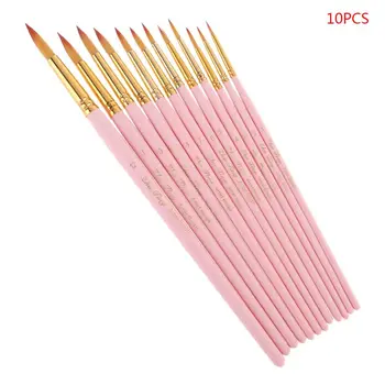 

10Pcs Pointed Tip Painting Brushes Nylon Hair Artists Watercolor Drawing Tools K1AB