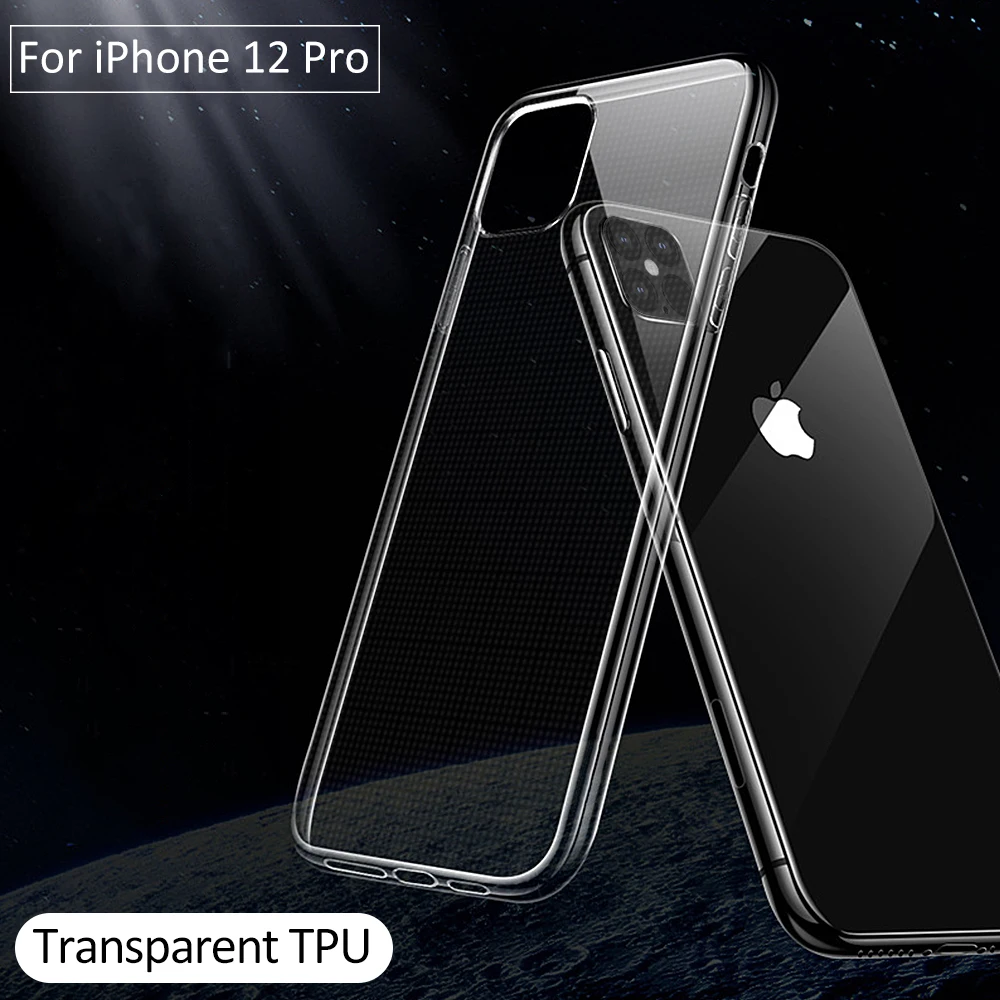 For iPhone 12 Pro Max Ultra Thin Clear Phone Case For iPhone 12 Pro 12 Mini 12pro Silicone Soft Shockproof Transparent Back Case