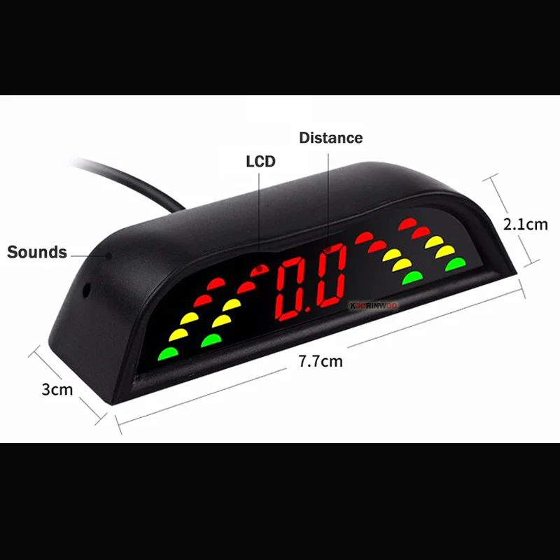 Koop Koorinwoo Parktronic LCD Monitor Kleurrijke Parkeer Sensor 4 Radars Zoemer Auto Detector Backlights Alert Indicator Zwart Wit