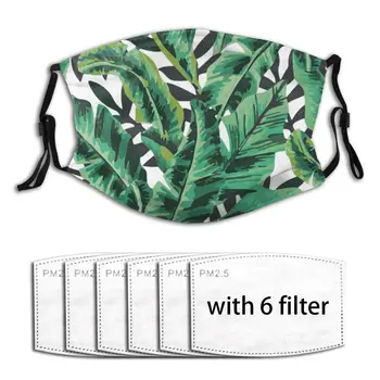

Reusable Breathable Anti Dust Face Masks Cute Tropical Natural Green White Leave Masks Fabric Protective PM2.5 Masks Proof Haze