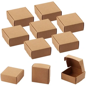 

Small Gift Boxes, Square Gift Boxes Brown Kraft Paper Box Decorative Treat Boxes Gift Packaging Boxes, Favor Treat Boxes -95X95X