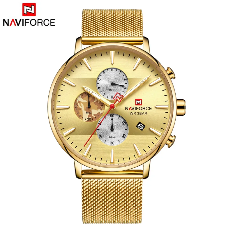 G G Лидирующий бренд NAVIFORCE, мужские часы, модные, нержавеющая сталь, камуфляжный ремешок, кварцевые часы для мужчин, s, роскошные, спортивные, хронограф, наручные часы - Цвет: G G
