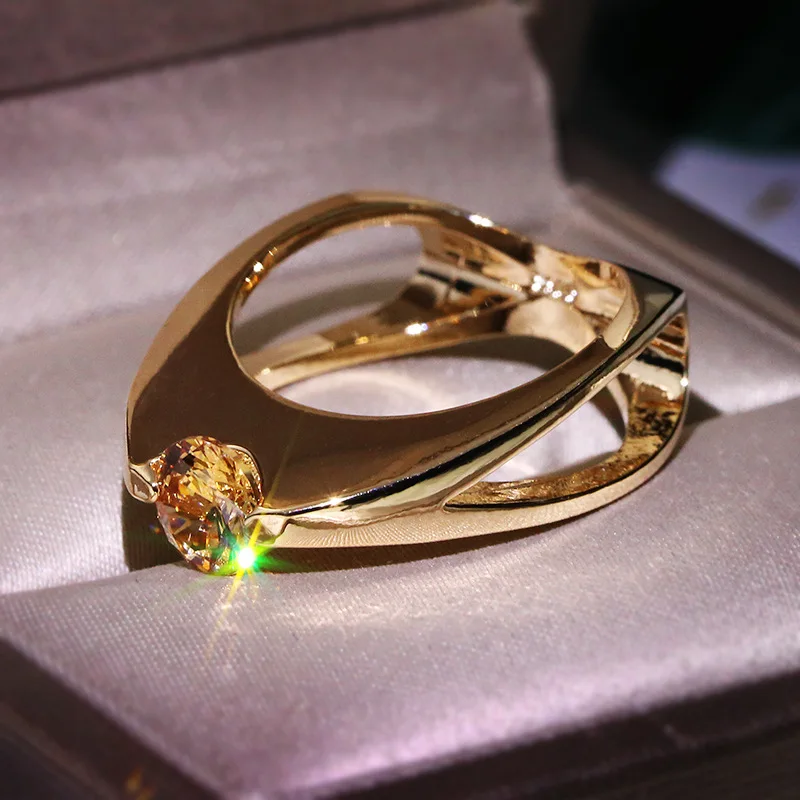 Новые роскошные геометрические дуговые индивидуальные Стразы кольца на палец женская мода золотое розовое золото обручальное кольцо ювелирные изделия