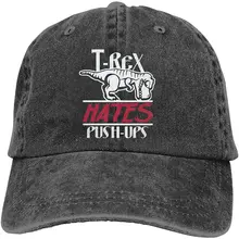 

Unisex T-Rex Hates Push-Ups Vintage Washed Twill Baseball Caps Adjustable Hats Funny Humor Irony Graphics Of Adult Gift Black