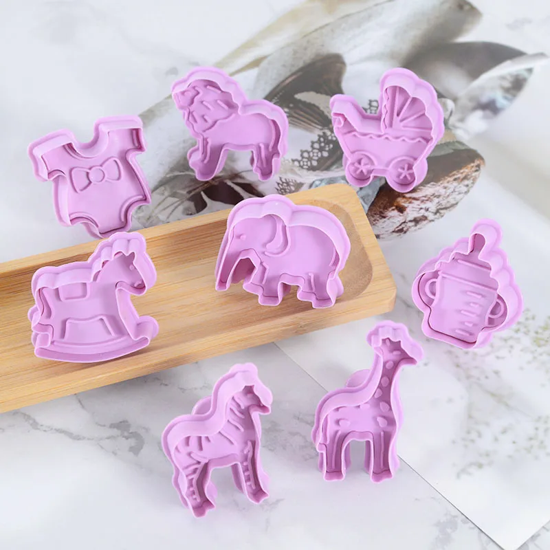 Baby Theme Cartoon Cookie Embosser Cutters 3D Baby Shower Rattles Ball  Clothes Feet Skirt Socks Biscuit Mould Cake Tools - AliExpress