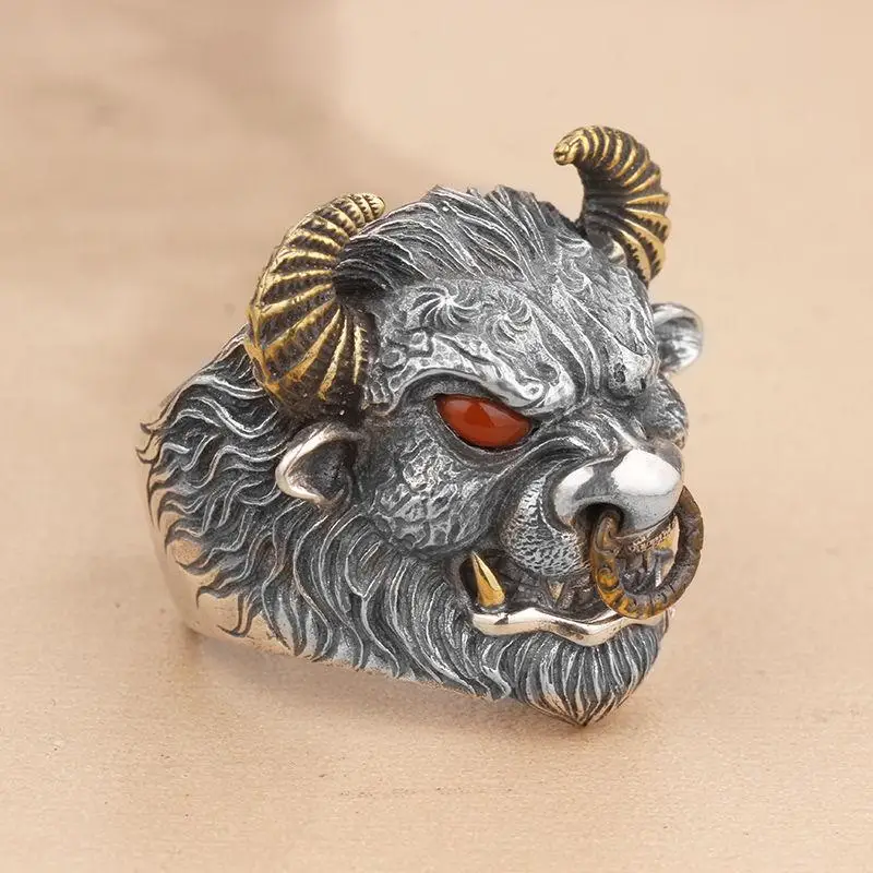 Bull Head Ring ring set gold color rings couples rings stainless steel ring tibetan silver rings signet ring finger watch ring finger ring gold color ring chain ring half face ring amethyst zirconia ring silver ring opening ring fidget spinner ring sparkling heart ring tungsten ring adjustable rings zircon crystal ring wedding rings moissanite diamond ring color change ring wedding ring ceramic ring animal ring For Men