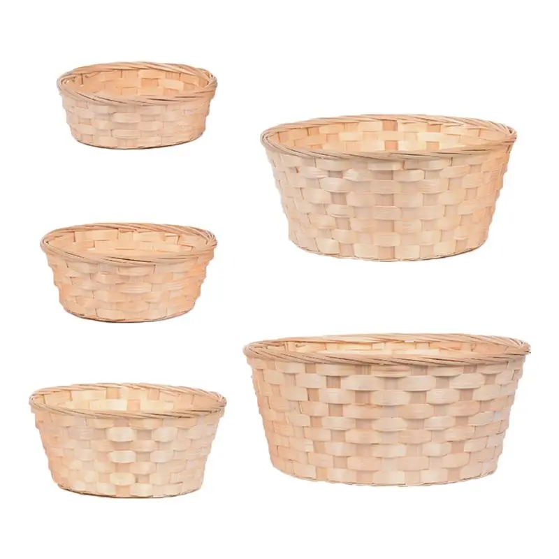 Bamboo Woven Bread Basket Snacks Container Food Display Basketry Kitchen Fruit Vegetables Egg Storage Tray Dropship | Дом и сад