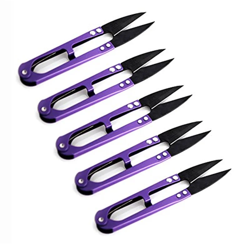 

12 Pcs Thread Scissors U Sewing Spring Embroidery Thrum yarn scissors cross stitch clothing tailor U-cut head shear DIY Supplies