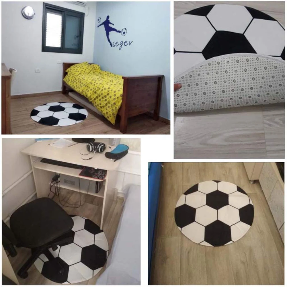 Round Floor Mats for Living Room Football Basketball Pattern Rugs Pad Chair Mat Carpet Rugs Anti Slip Floor Mat Doorway carpet