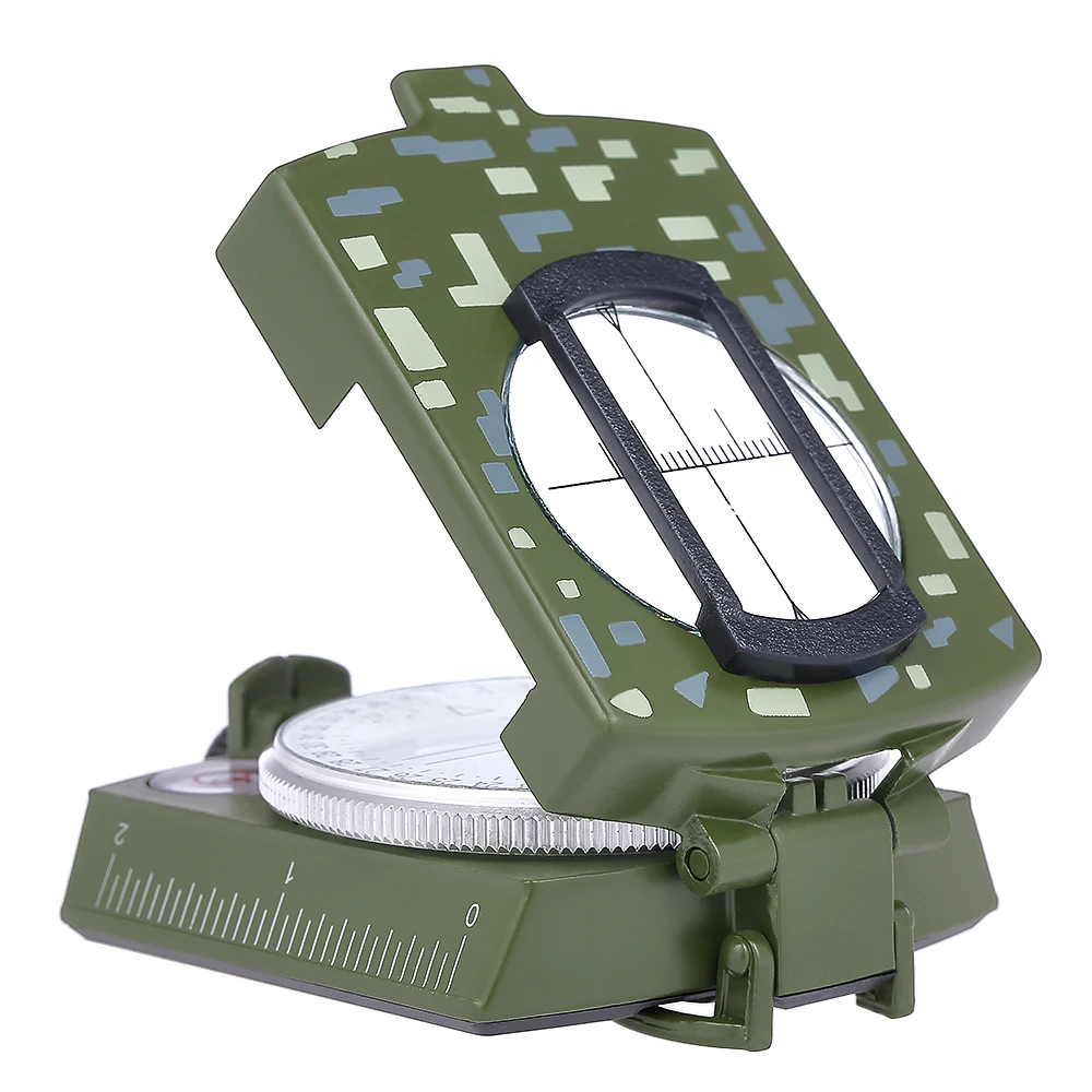 Army green / Camouflage Portable Lensatic Compass Handheld for Outdoor Camping Positioning Orienting Ploting | Спорт и развлечения