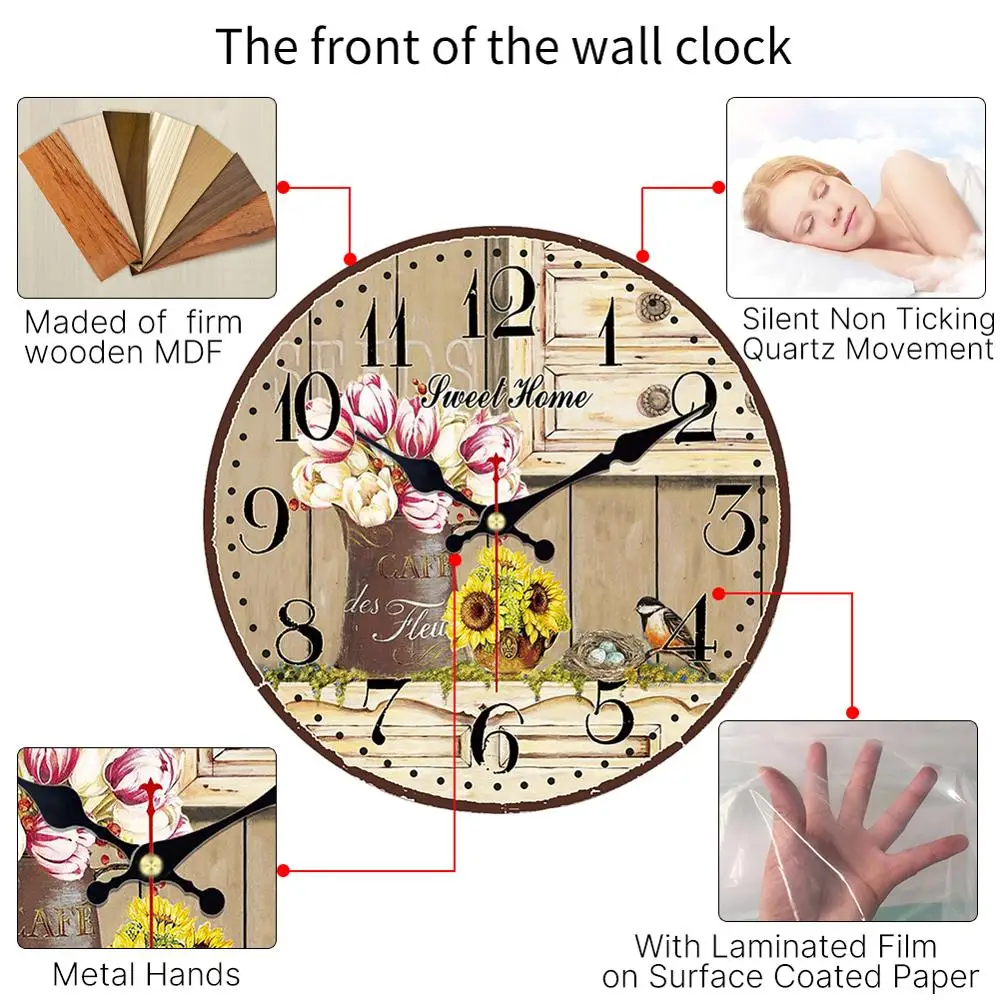 WONZOM абстрактные настенные часы с курицей, бесшумные декоративные деревянные картонные настенные часы для гостиной, настенные часы с арабскими цифрами
