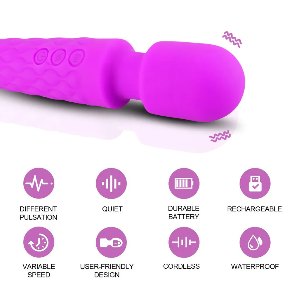 20 Speeds AV Magic Wand Dildo Vibrator For Women Silicone Female Masturbator Sex Toys For Adults