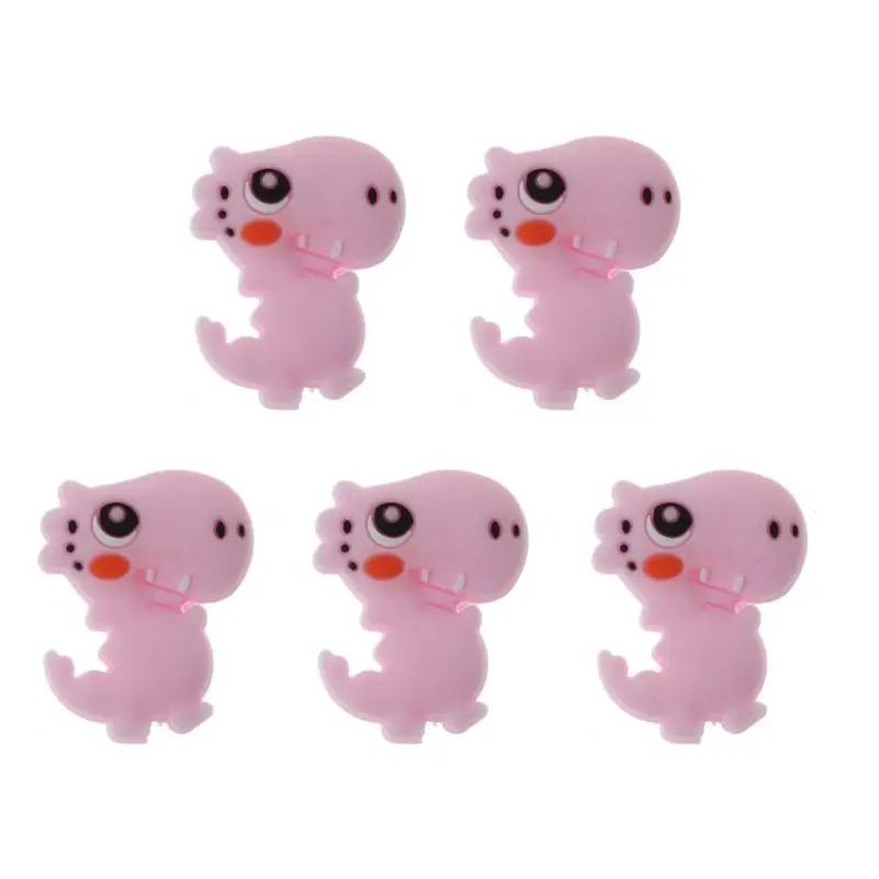 5pcs Silicone Beads Baby Teething Chews Nurse Gift Toys For DIY Necklace Teether - Цвет: Pink