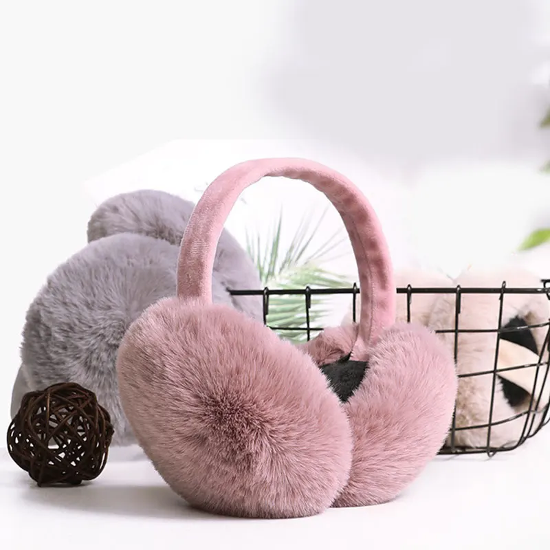 Симпатичные наушники из искусственного меха теплые зимние меховые однотонные