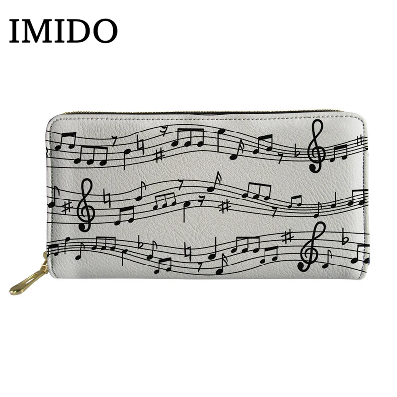 

IMIDO Women Clutch 2019 New Wallet Colorful Music Notes Printed Fashion Wallet Forever Young Wallet Clutch Male Female Purse