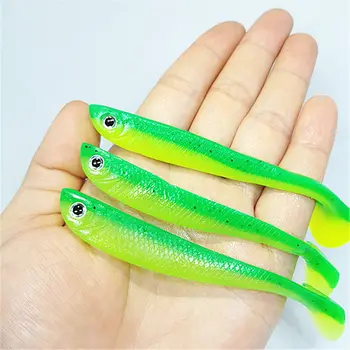 

4PCS Lot Fishing Silica gel Soft Minnow Swim Wobbler Jig Soft Bait6g10.5cm Artificial 3D Eyes carp Crankbait Vibration Tail Lure