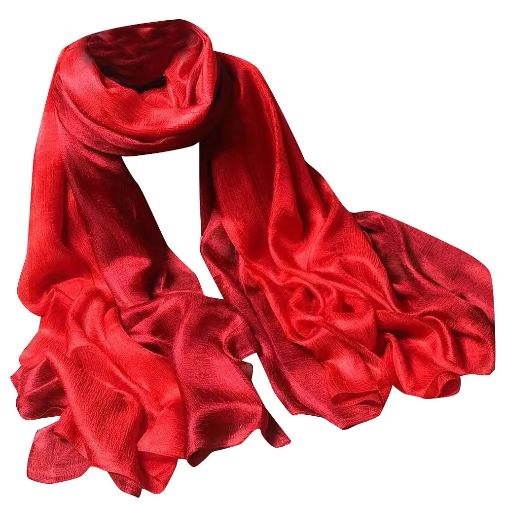 Red 2s# женский шарф, градиентный Радужный цвет, Длинная женская шаль, шифоновый шарф, Женский хиджаб, шарф, вуаль, хиджабы, шарф - Цвет: Red