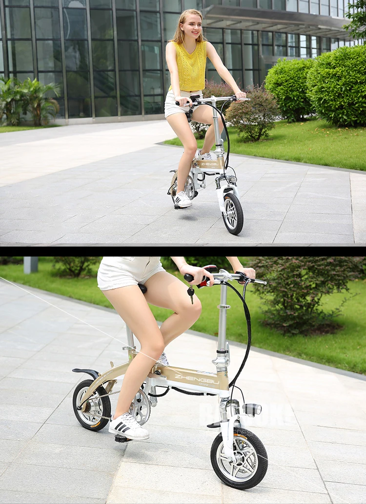 Cheap Folding Electric Scooter Two Wheels Electric Bicycle 14 Inch 240W 48V Mini Portable Smart Pink Ladies Electric Bike 12