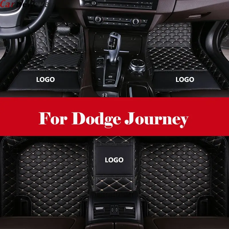 

Leather Floor Mat All Weather Full Set Trimmable Heavy Duty Interior Car Carpet Floor Mat For Dodge Journey