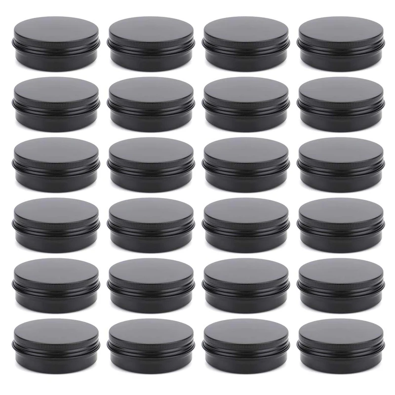 10Pcs 5g 10g 15g 20g 30g 50g Empty Black Aluminum Tins Cans Screw Top Round Candle Spice Tins Cans with Screw Lid Containers