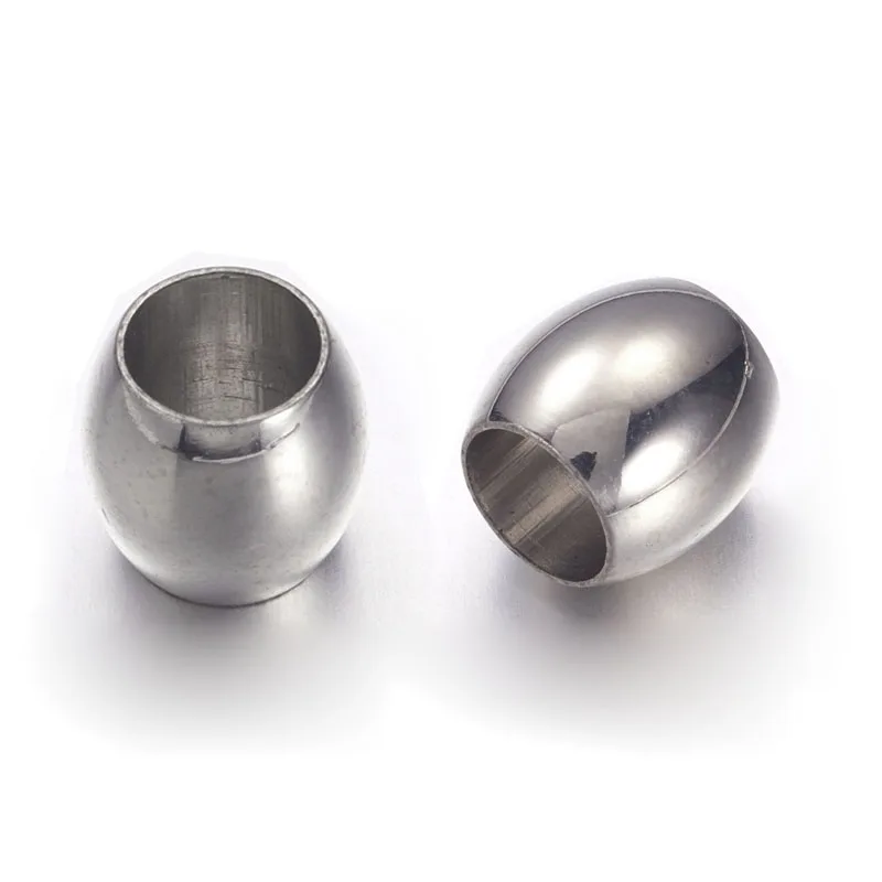 Stainless Steel 10 шт 10x10 мм Гладкие 304 бусины из нержавеющей стали с отверстием 6,5 мм для изготовления ювелирных изделий DIY аксессуары для ожерелья и браслетов F60 - Цвет: Stainless Steel