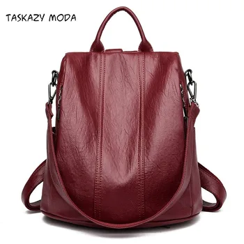 

2020 Women Waterproof anti-theft Leather Backpacks Bags For Girls Female Shoulder Bag Multifunction Traveling Backpack Mochilas