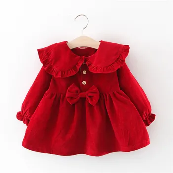 

Autumn Girls Dress Toddler Baby Kids Girls Solid Ruffles Bow Dress Casual Clothes Vestido Infantil Baby Girl Clothes Dress Girl