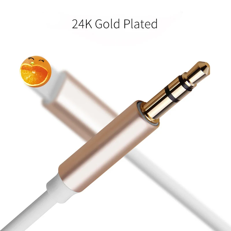 OUSU 24k позолоченный 3 5 мм разъем AUX кабель для iphone Lightning оригинальный аудио