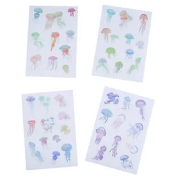

4Sheet/lot Korean Kawaii Creative Jellyfish Art Flakes Transparent Decorative Diary Gifts PVC Stickers School Stationery Set