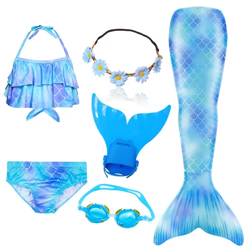 Купальник с хвостом Русалочки для девочек; костюм для костюмированной вечеринки; детский купальный костюм русалки с хвостом; купальный костюм - Цвет: Package 1