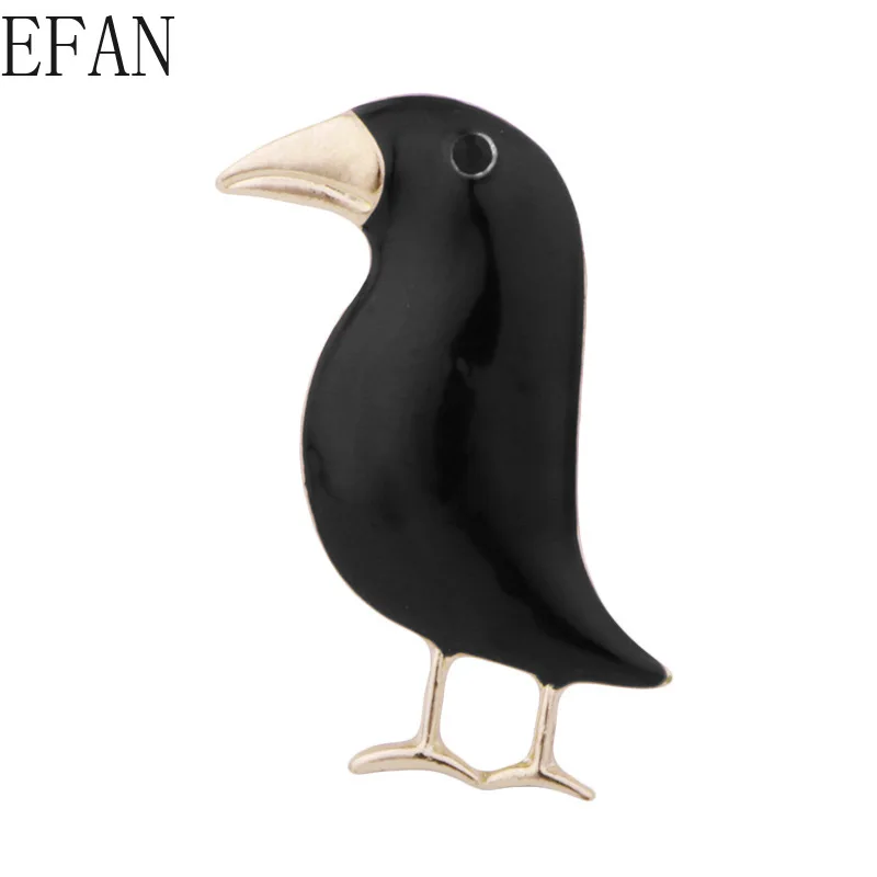 Винтажная брошь в виде маленькой вороны цепочка из металлического сплава