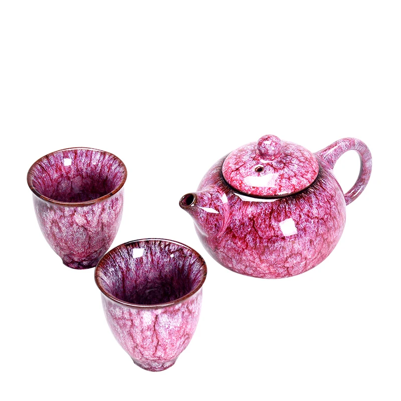  Chinese ceramic one pot two cups simple variable glaze portable package travel Japanese Kungfu teaw