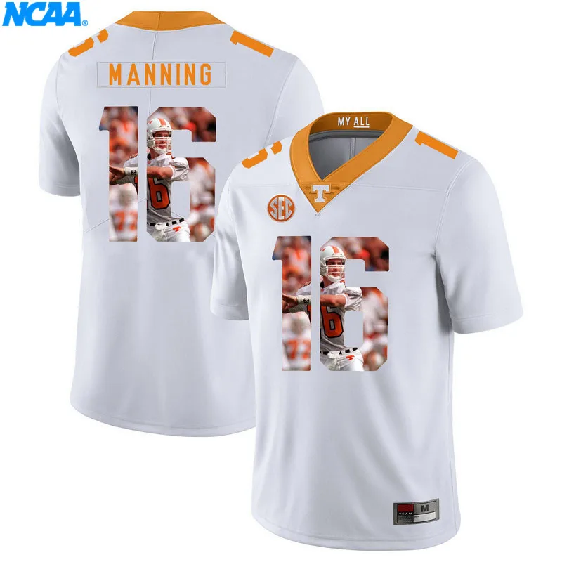 Новое поступление высокое качество майки Peyton Manning#16 колледж футболка ограниченной серии Майки S-XXXL - Цвет: 1