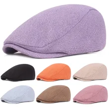 Мужские однотонные льняные хлопковые береты, шапка для путешествий, Кепка для гольфа
